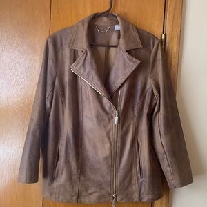 Chico’s faux leather jacket with asymmetrical zipper. Worn once.
